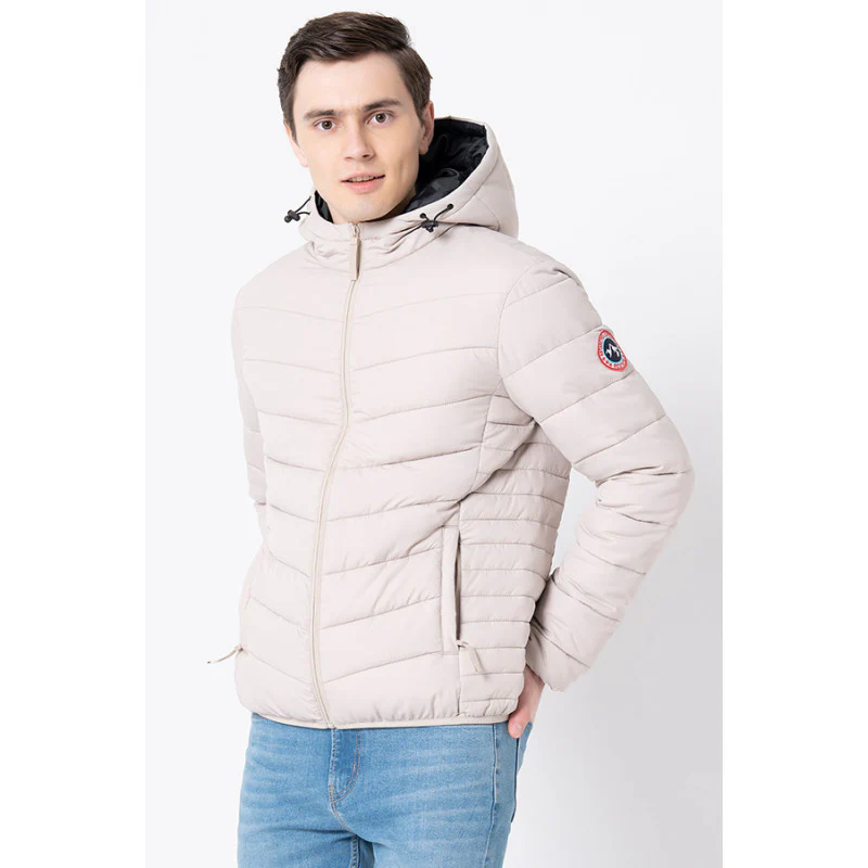 Men's Beige Solid Jacket - Image 2