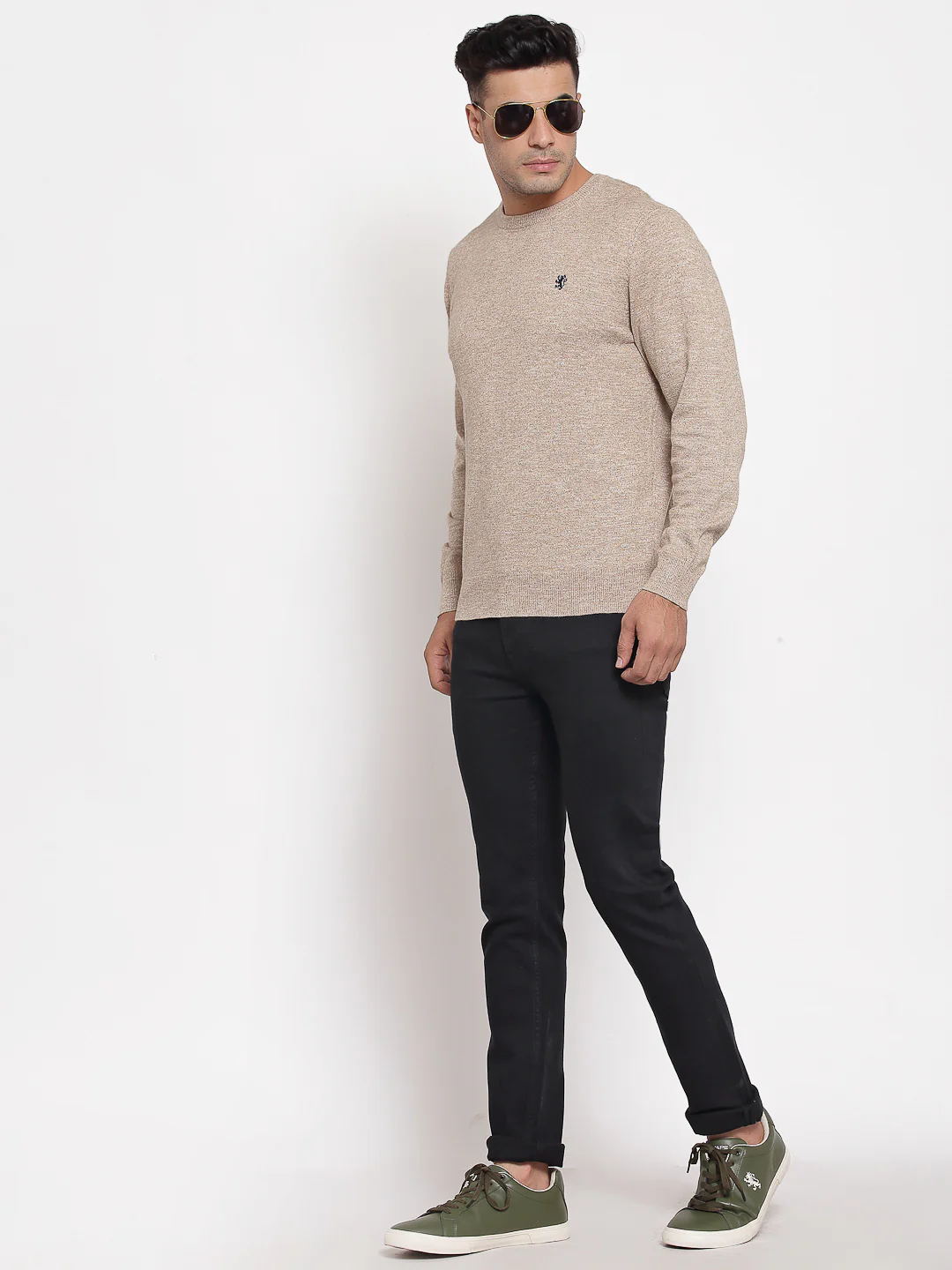 Men Beige Sweater - Image 4