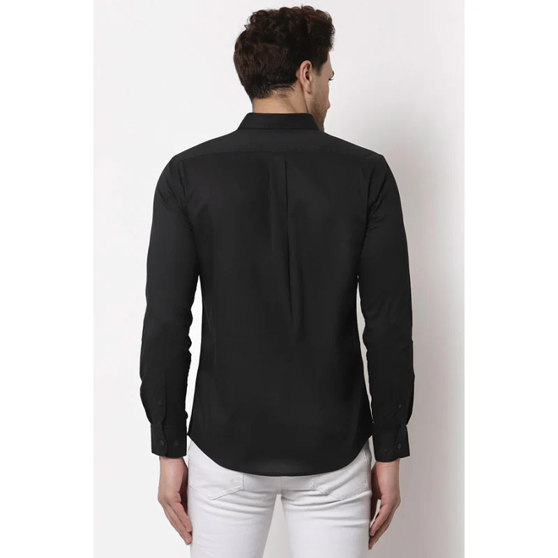 Men Black Solid Shirt - Image 3