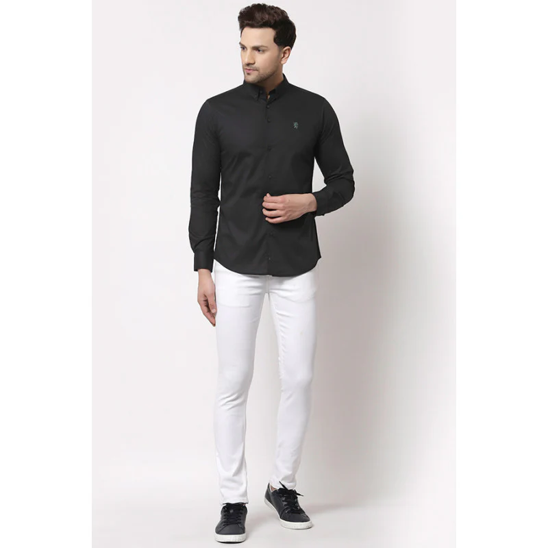Men Black Solid Shirt - Image 4