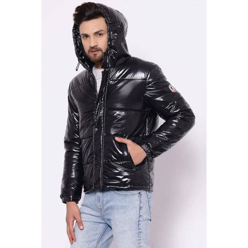 Men's Black Glossy Jacket - Image 2