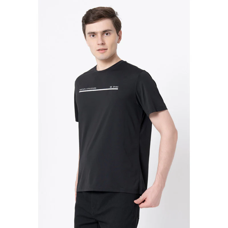 Men's Black Graphic Print Activewear T-Shirt - Image 2