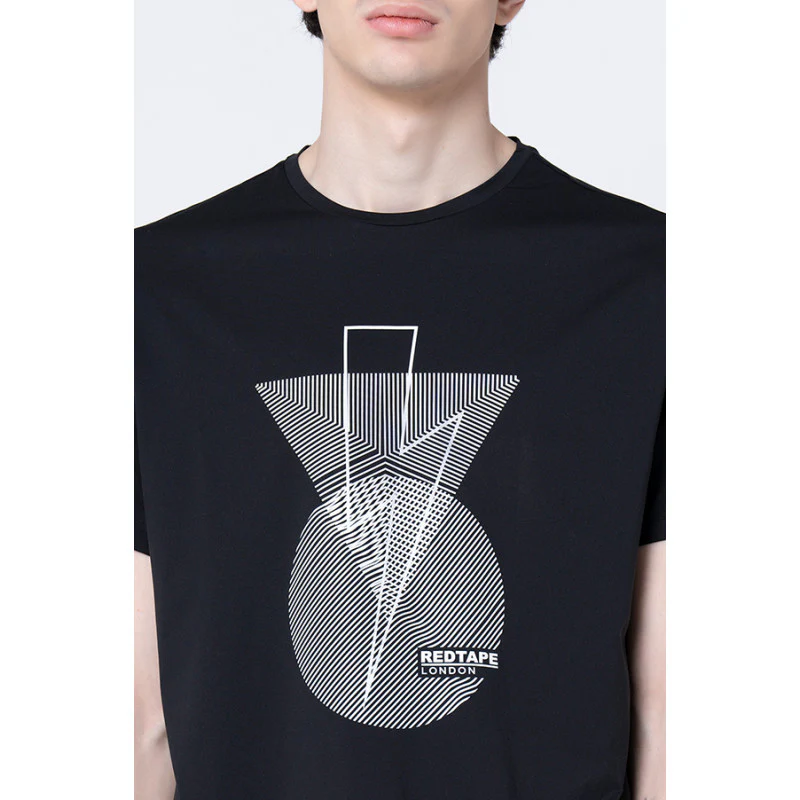 Men's Black Graphic Print Activewear T-Shirt - Image 4
