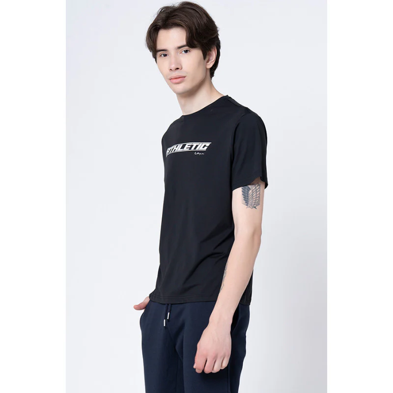 Men's Black Graphic Print Activewear T-Shirt - Image 2