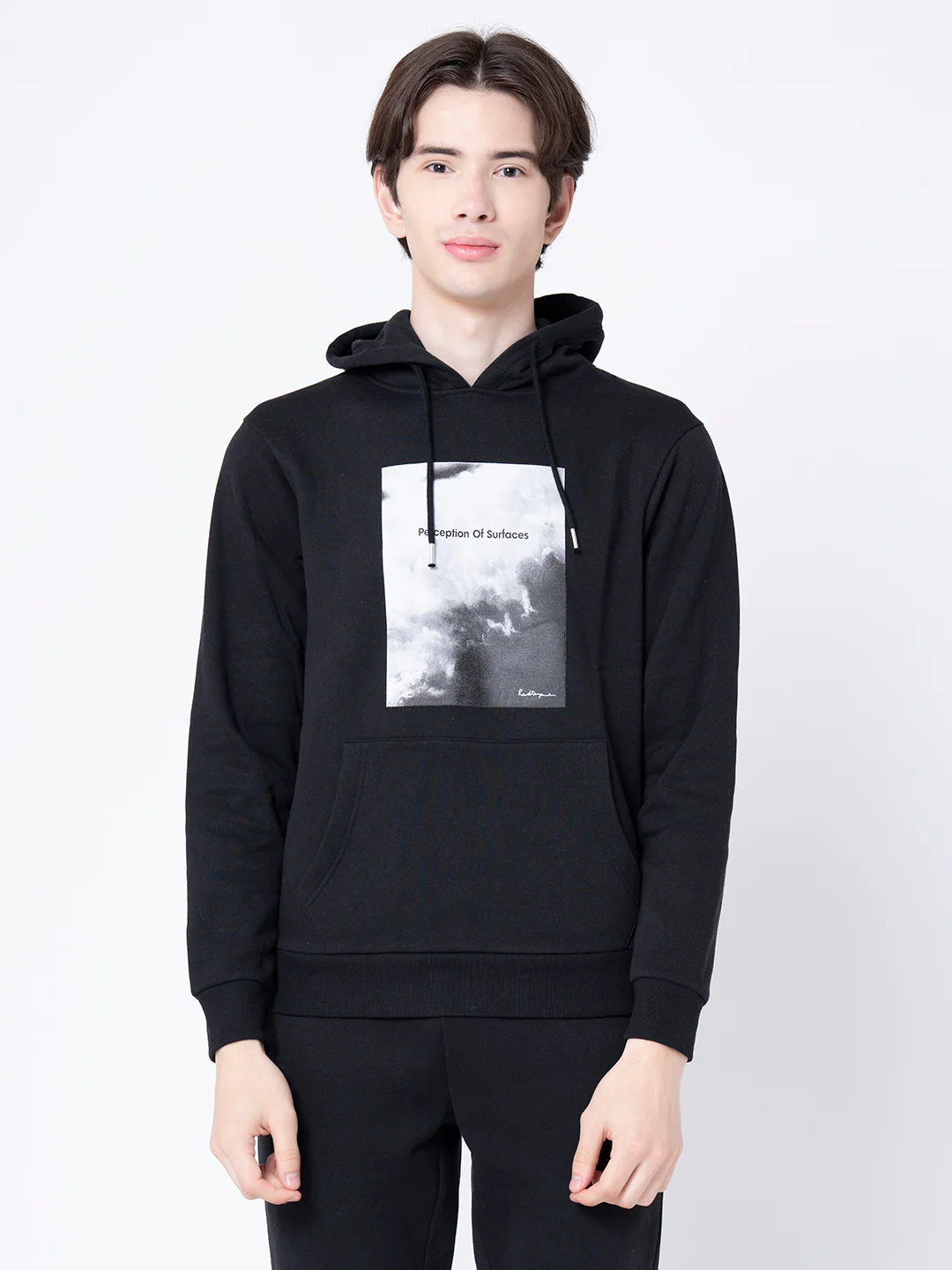 Men's Black Graphic Print Hoodie - Image 2