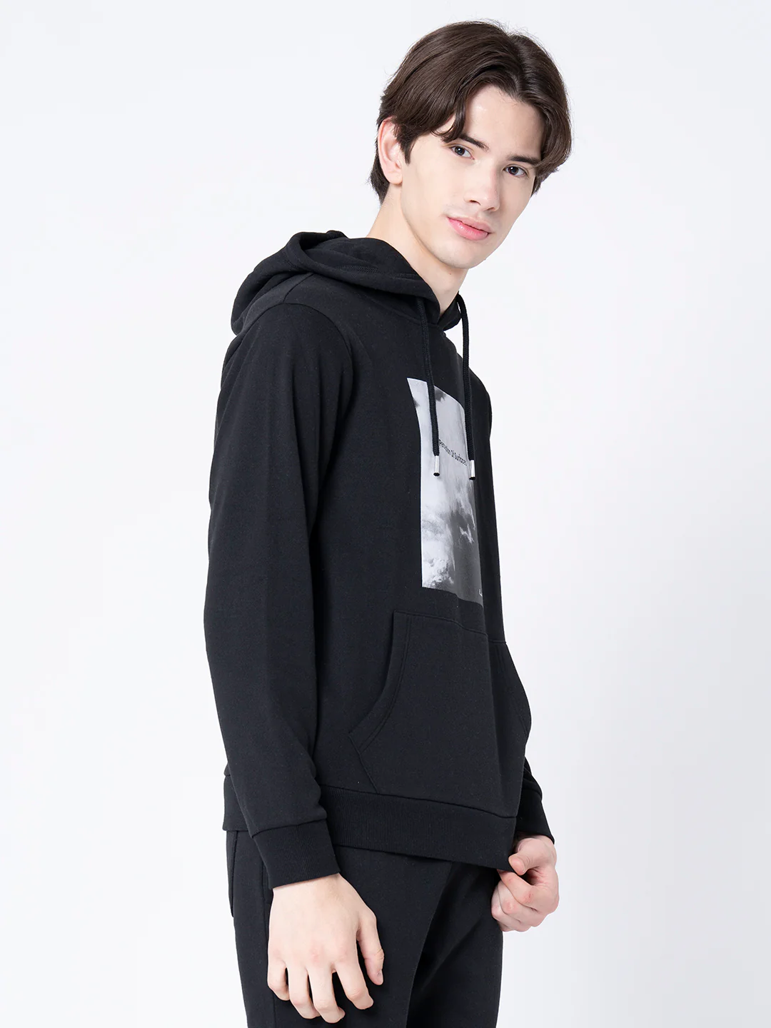 Men's Black Graphic Print Hoodie - Image 7