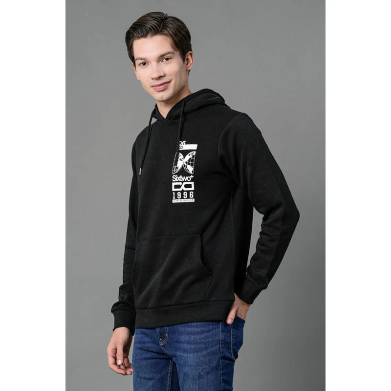 Men's Black Graphic Print Hoodie - Image 2