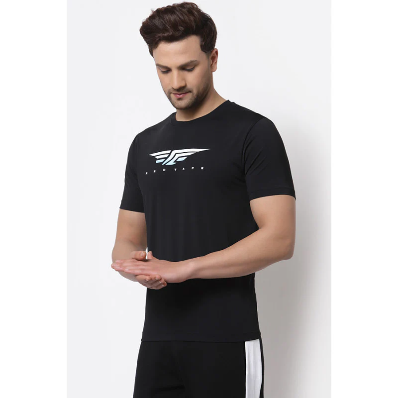 Men's Black Active wear T-Shirt - Image 2