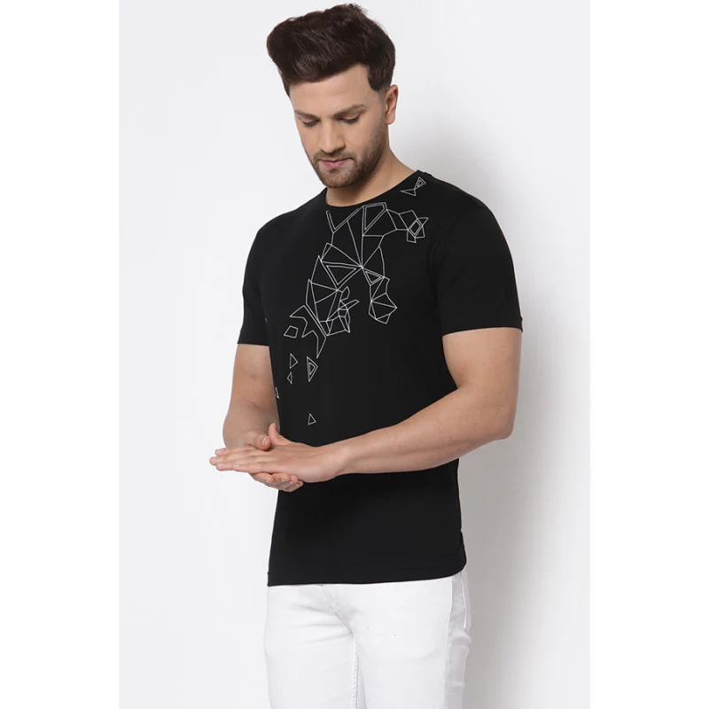 Men Black Printed T-Shirt - Image 2