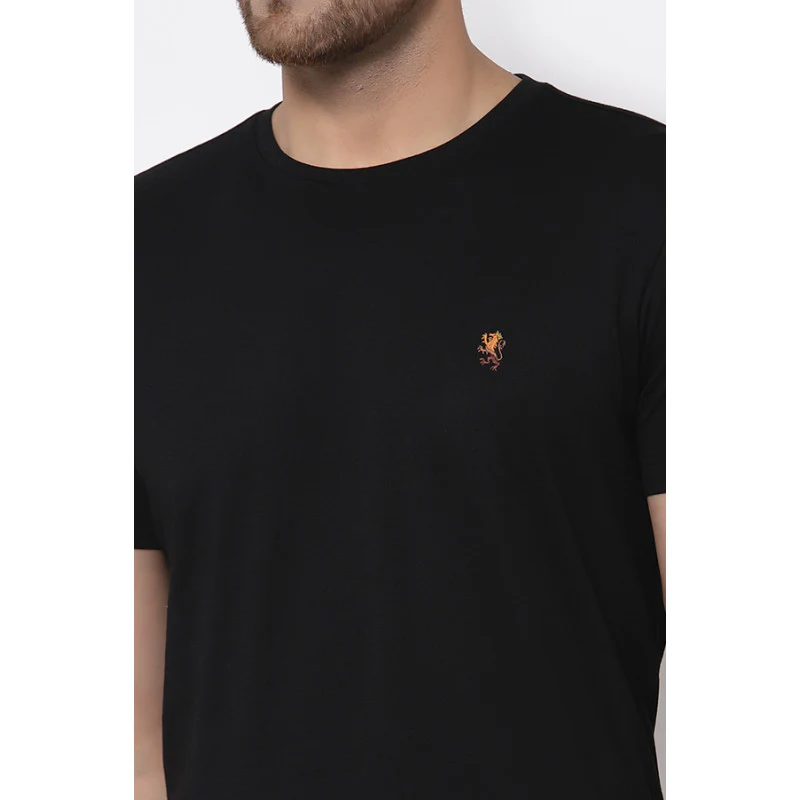 Men Black Solid T-Shirt - Image 5