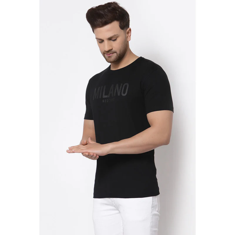Men Black Printed T-Shirt - Image 2