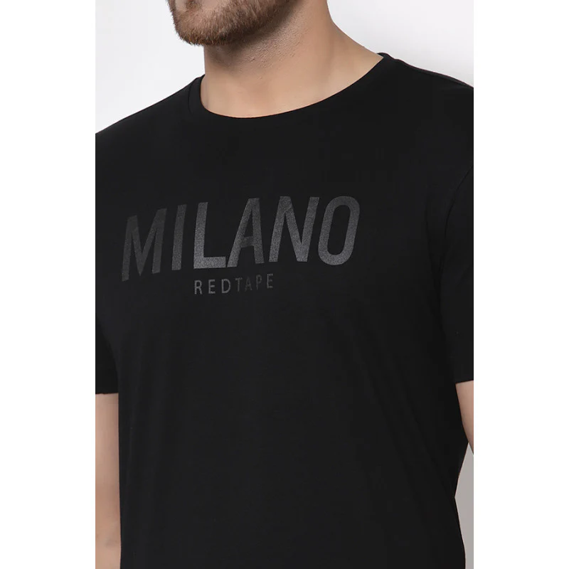 Men Black Printed T-Shirt - Image 5
