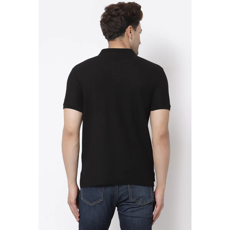 Men Black Polo Neck T-Shirt - Image 3