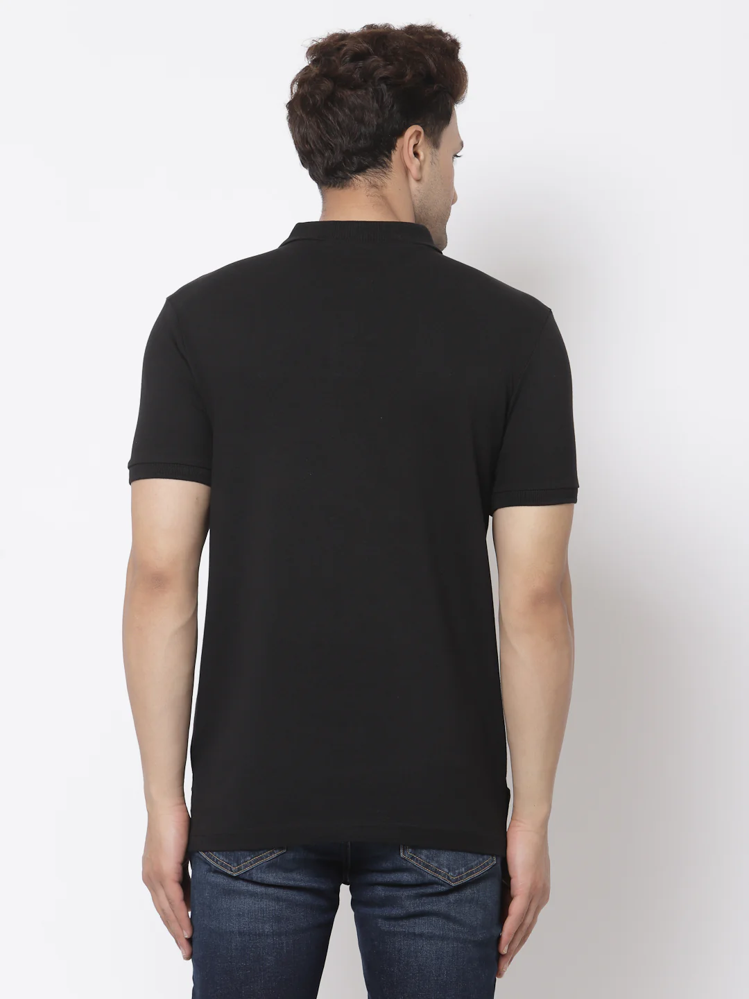 Men Black Polo Neck T-Shirt - Image 3