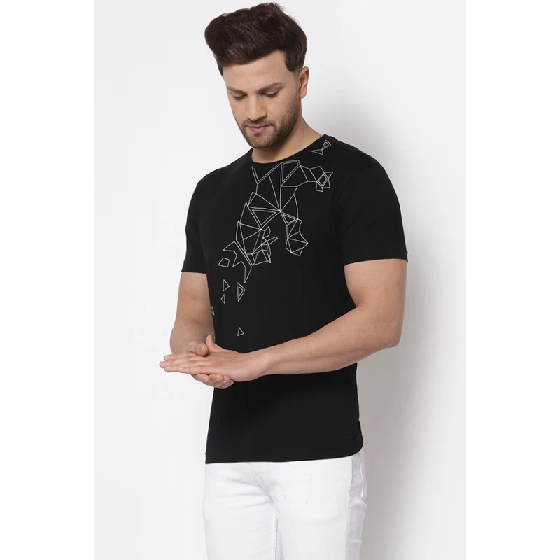 Men's Black Printed T-Shirt - Image 2