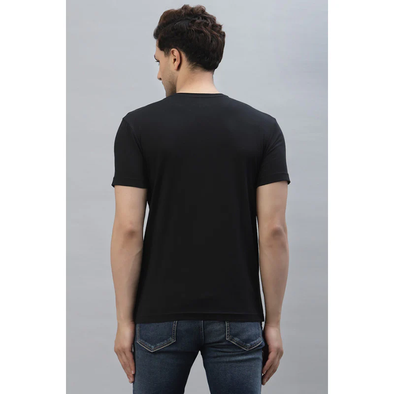 Men Black Round Neck T-Shirt - Image 3