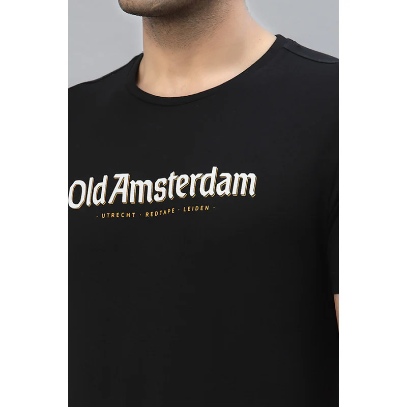 Men Black Round Neck T-Shirt - Image 4