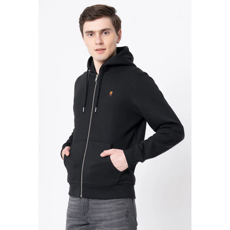 Men's Black Solid Hoodie - Image 2