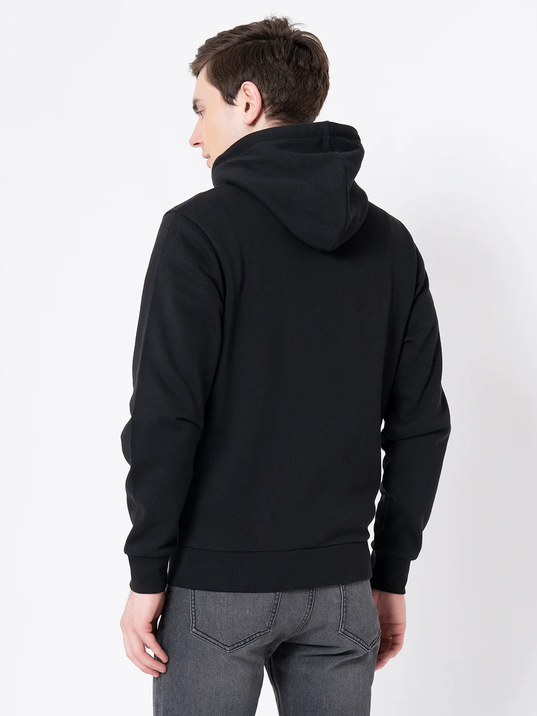 Men's Black Solid Hoodie - Image 3
