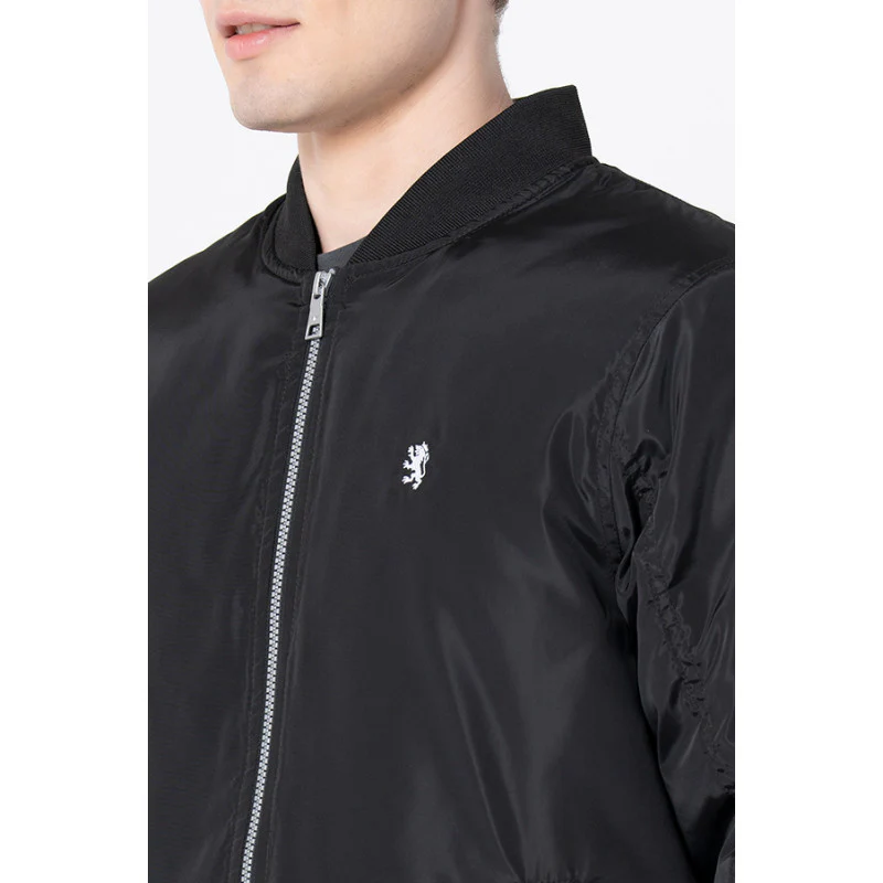 Men's Black Solid Jacket - Image 4