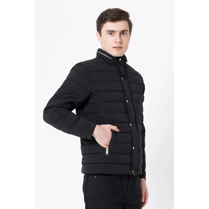 Men's Black  Solid Jacket - Image 2