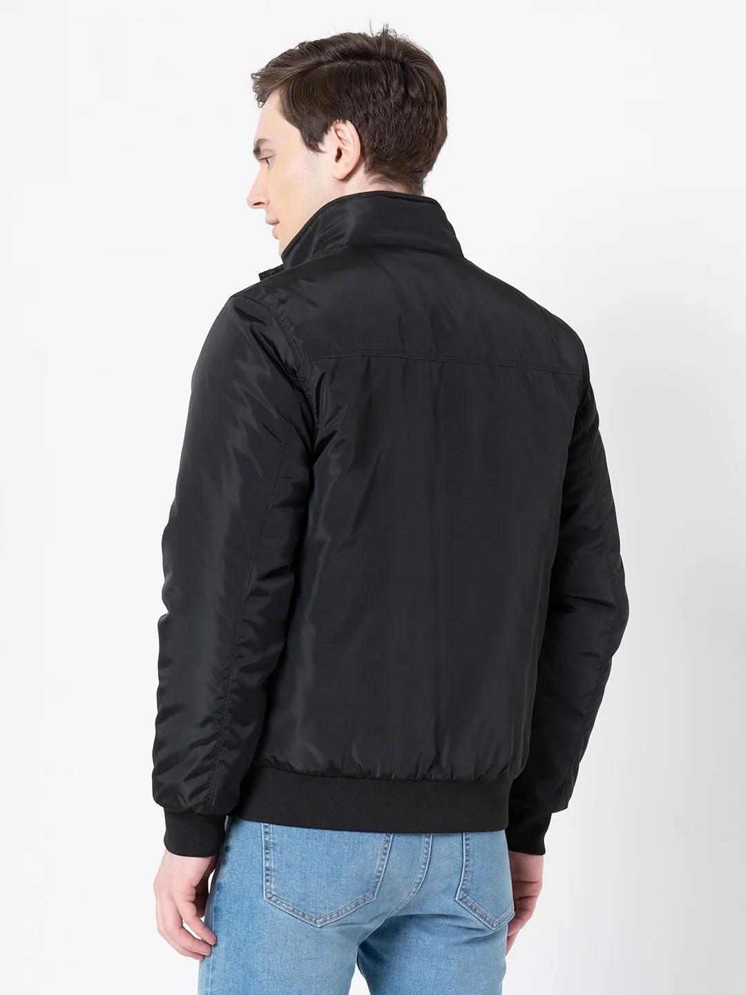 Men's Black Solid Jacket - Image 4