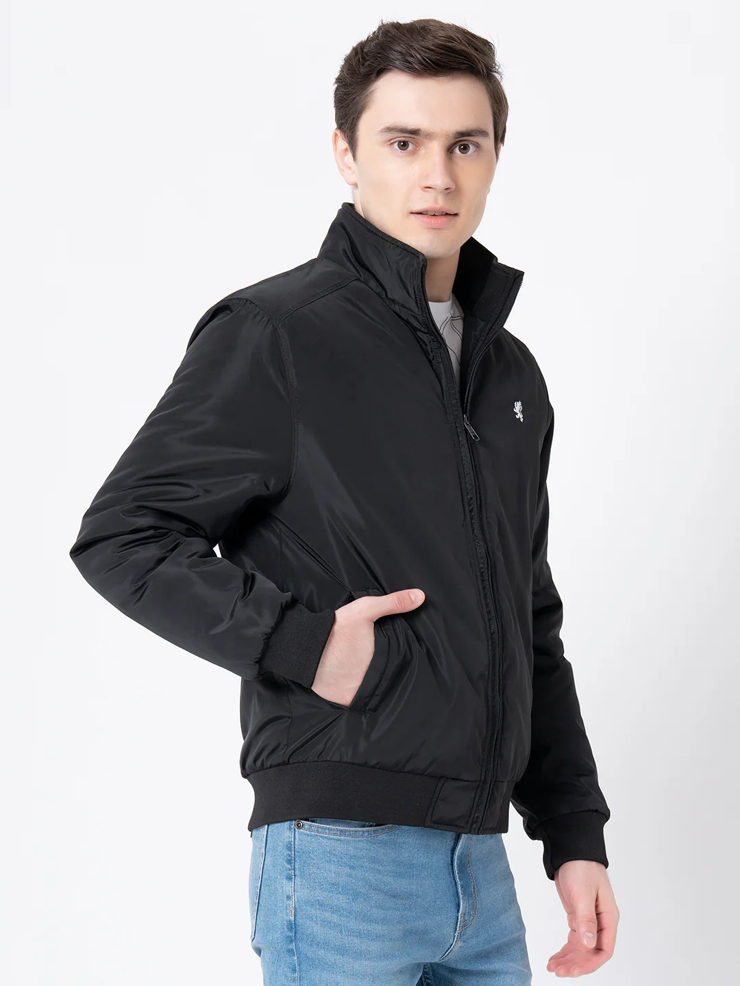 Men's Black Solid Jacket - Image 7