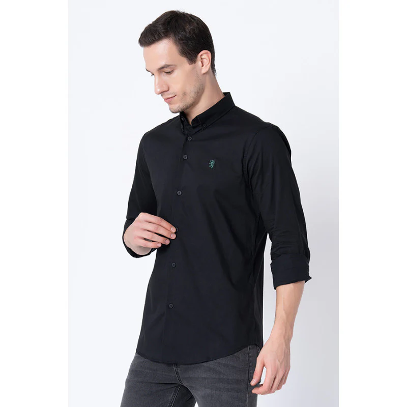 Men's Black Solid Shirts - Image 2