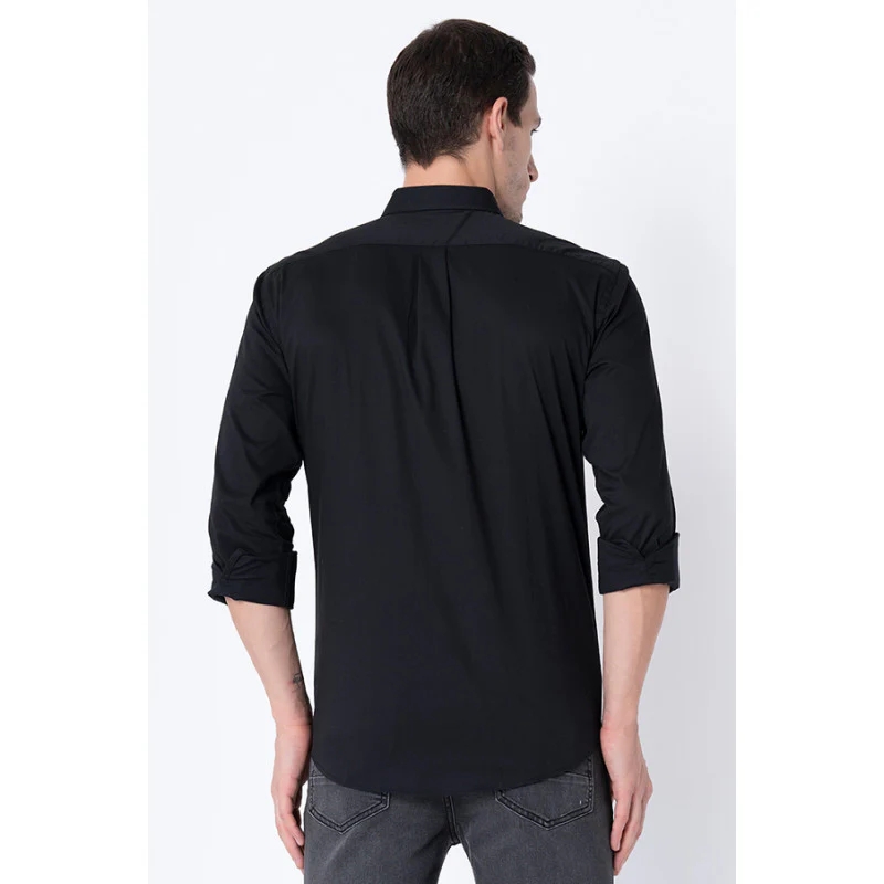 Men's Black Solid Shirts - Image 3