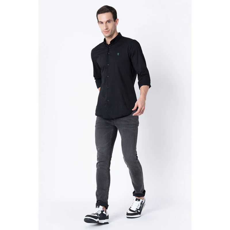 Men's Black Solid Shirts - Image 5