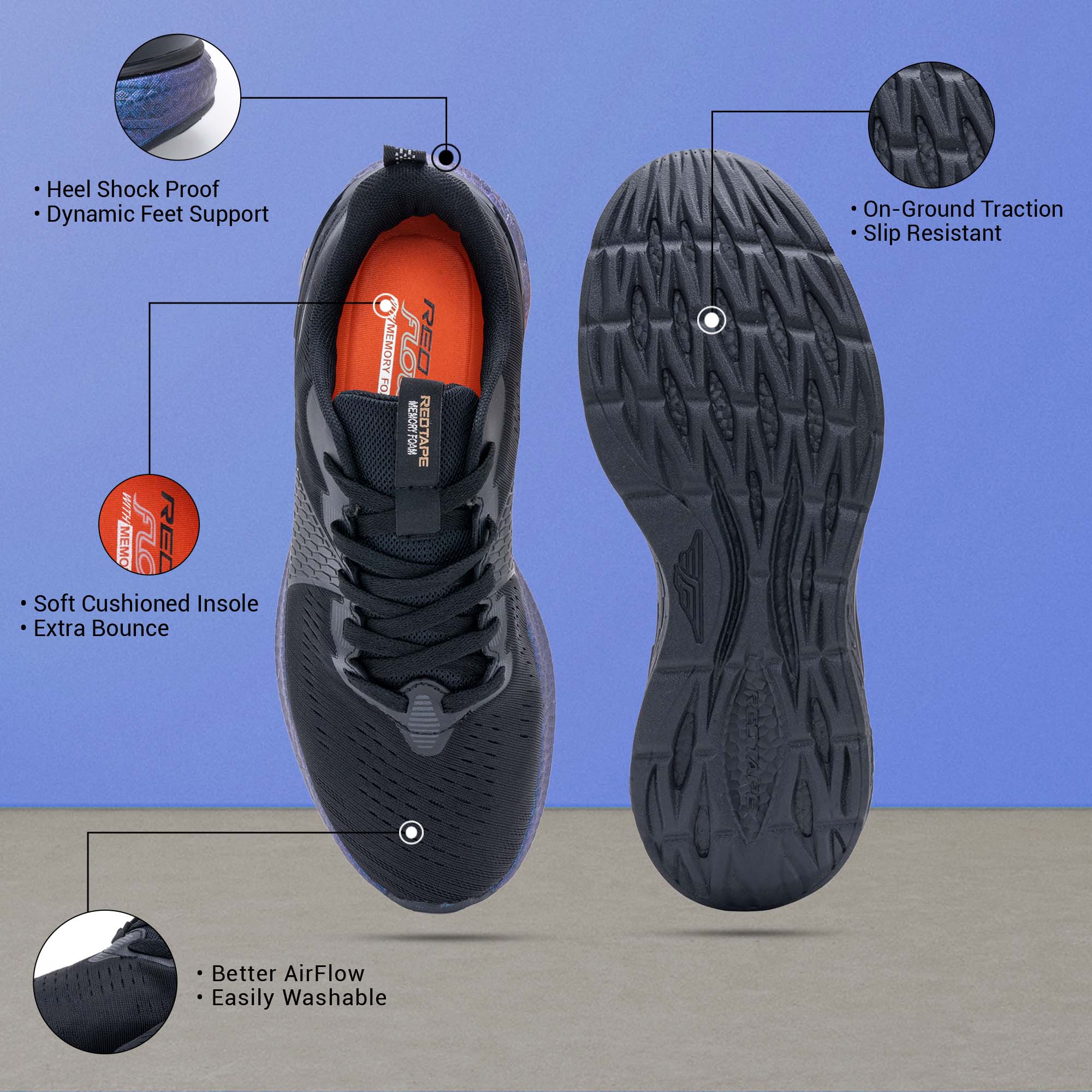 Men's Black Walking Shoes - Image 5