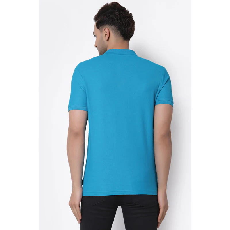 Men Blue Collared T-Shirt - Image 3
