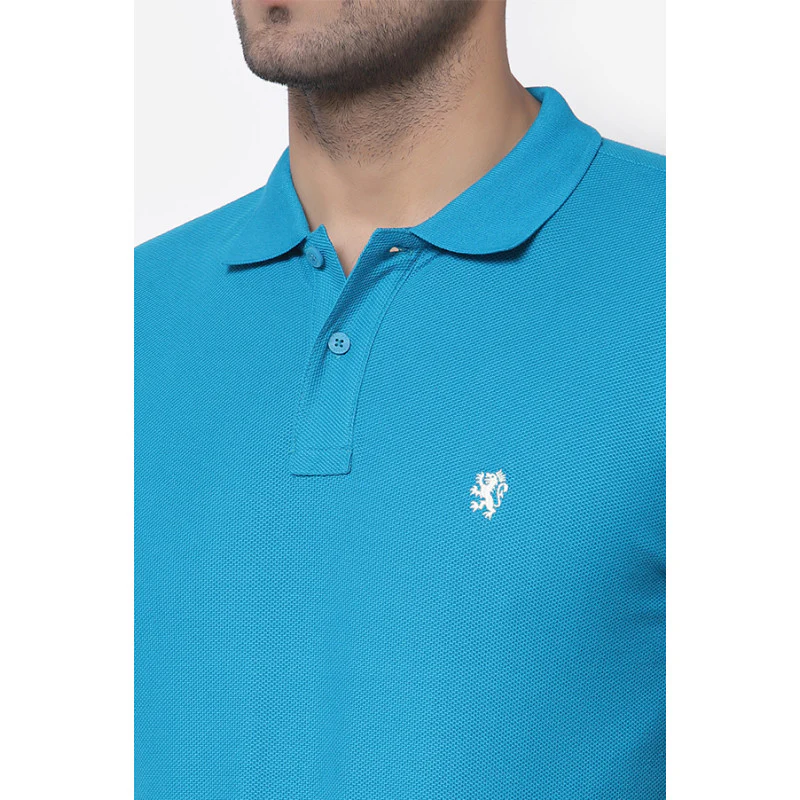 Men Blue Collared T-Shirt - Image 5