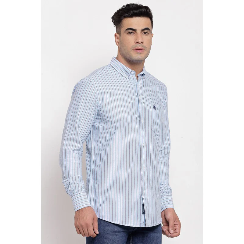 Men's Blue Full Sleeves Casual Shirt - Image 3