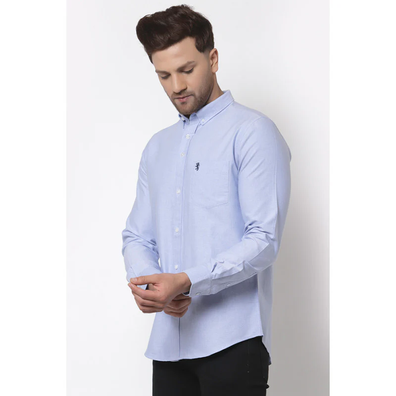 Men's Blue Solid Shirt - Image 2