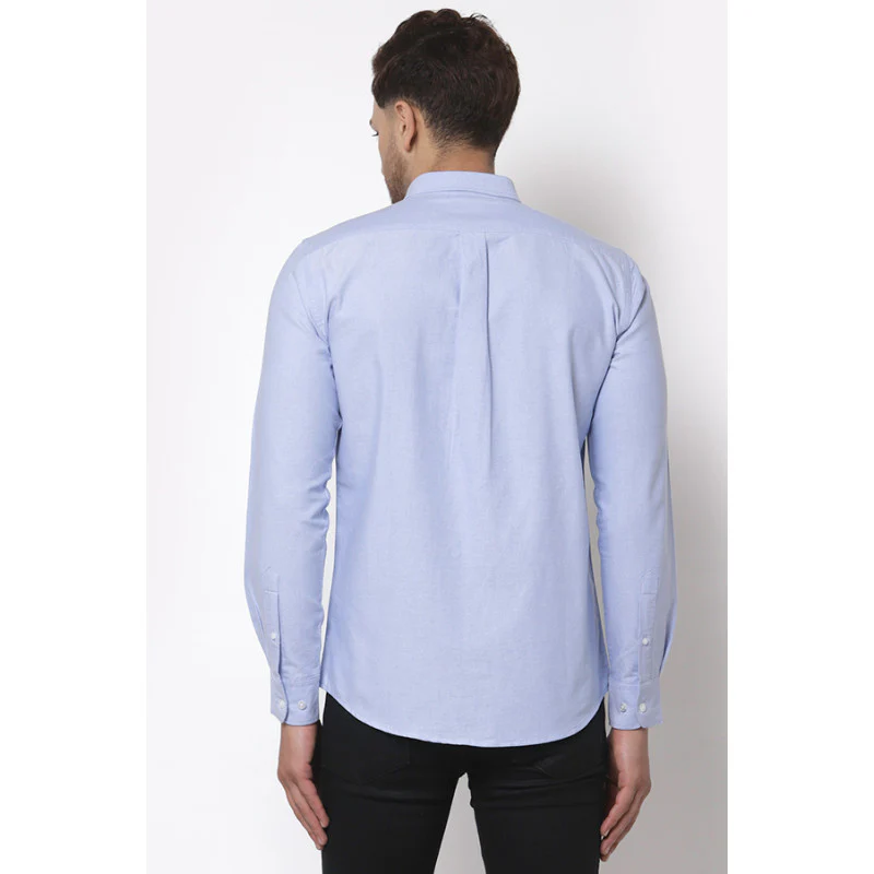 Men's Blue Solid Shirt - Image 3
