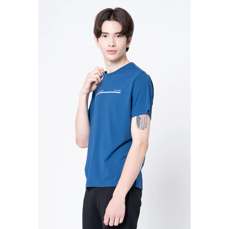 Men's Blue Graphic Print Activewear T-Shirt - Image 2