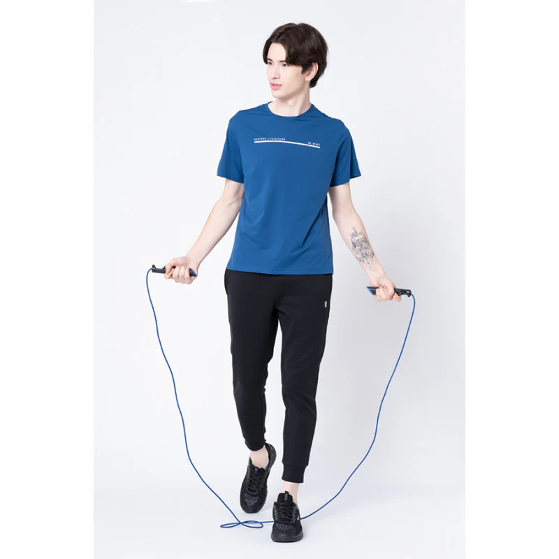 Men's Blue Graphic Print Activewear T-Shirt - Image 5
