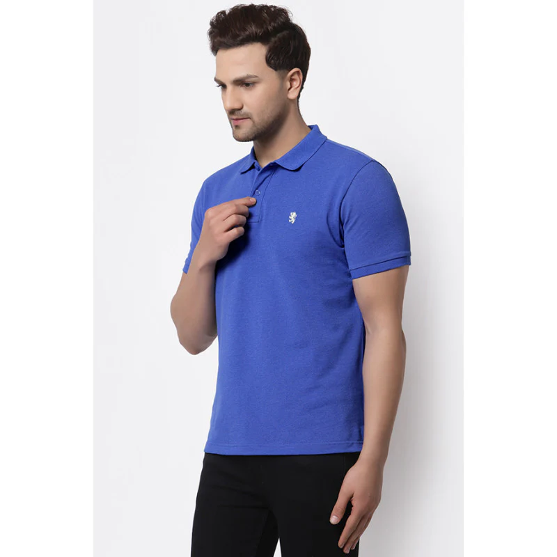 Men's Blue Melange Half Sleeve T-Shirt - Image 2