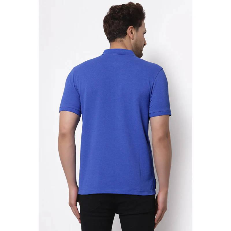 Men's Blue Melange Half Sleeve T-Shirt - Image 3