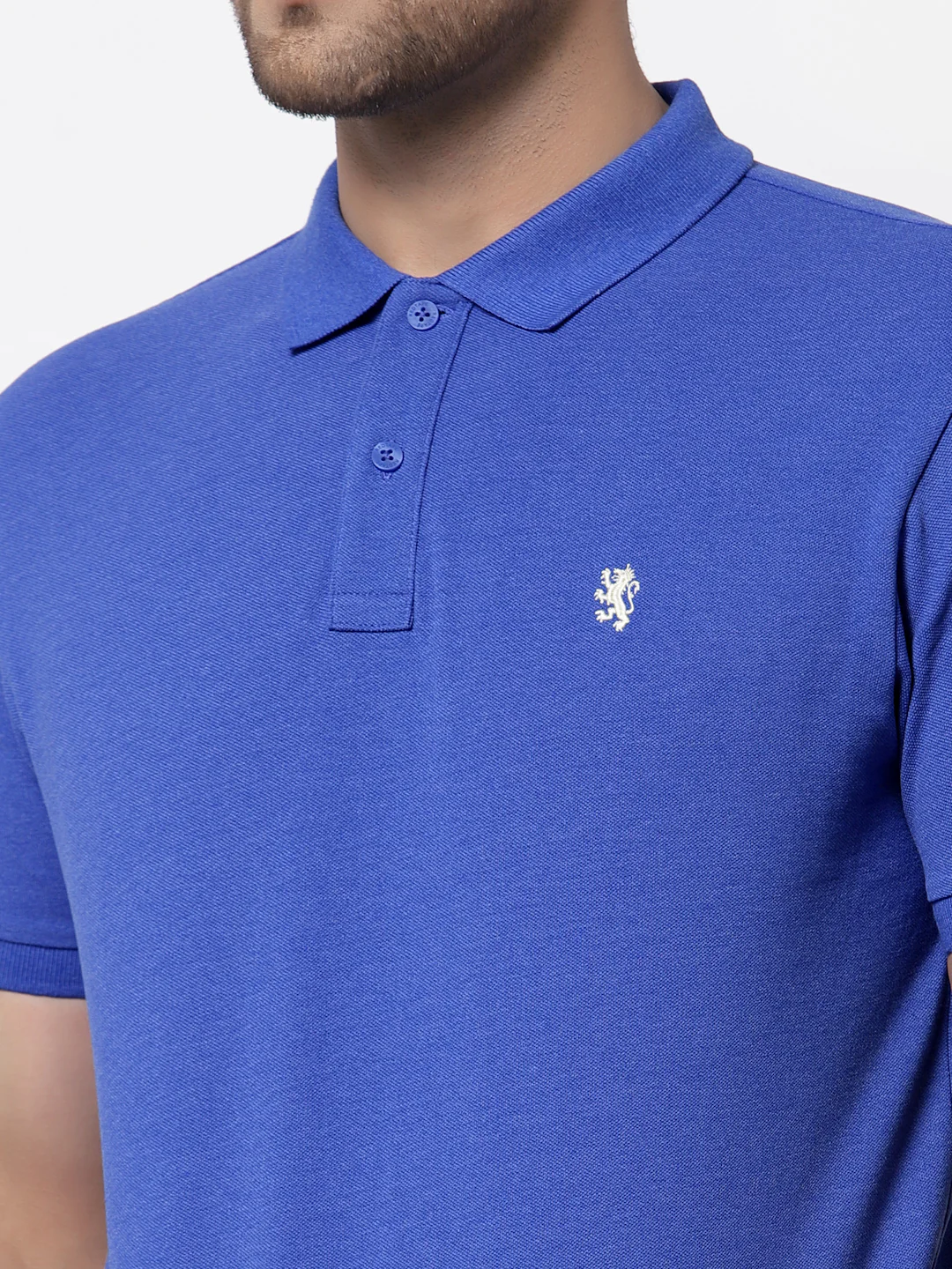 Men's Blue Melange Half Sleeve T-Shirt - Image 4
