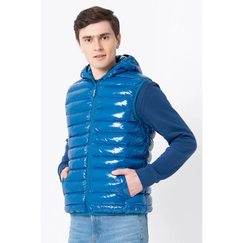 Men's Blue Solid Jacket - Image 2