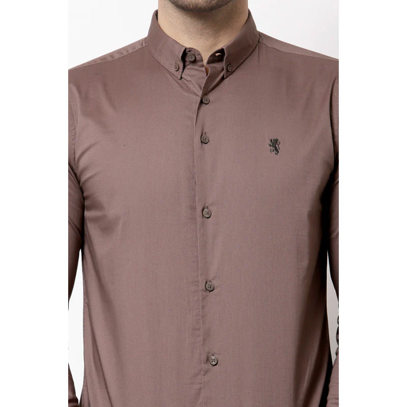 Men Brown Solid Shirt - Image 5