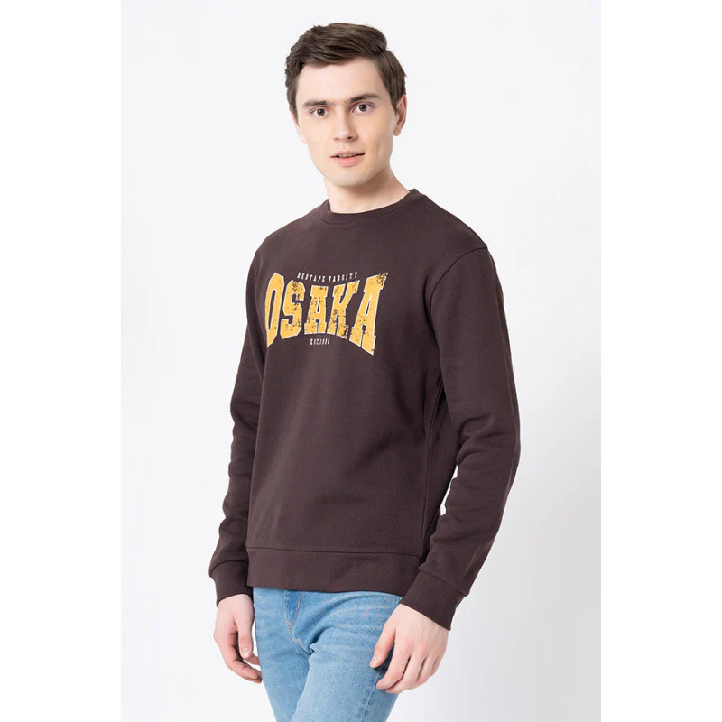 Men's Brown Graphic Print Sweatshirt - Image 2