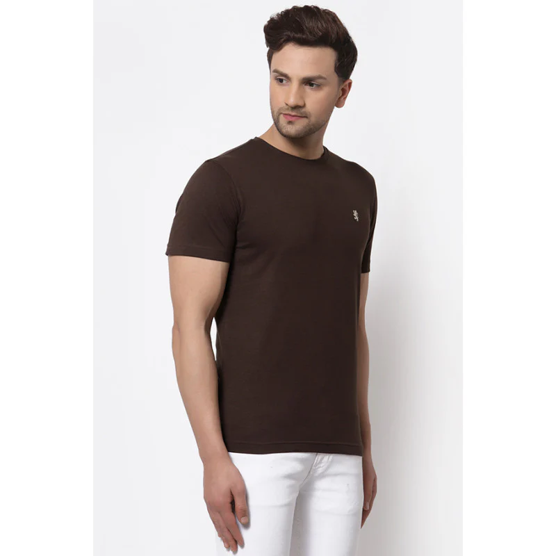 Men's Brown Round Neck T-Shirt - Image 2