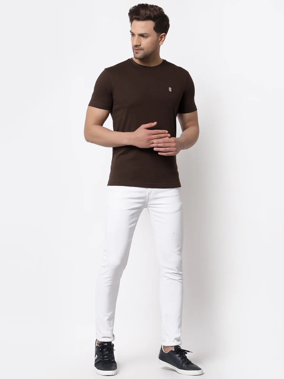 Men's Brown Round Neck T-Shirt - Image 5