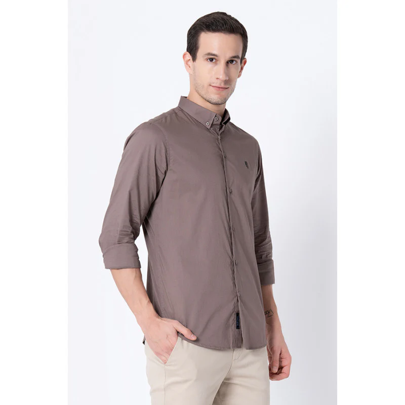Men Brown Solid Shirts - Image 2