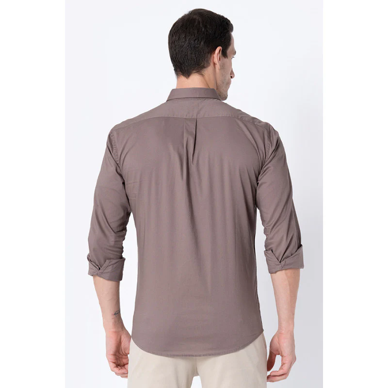 Men Brown Solid Shirts - Image 3