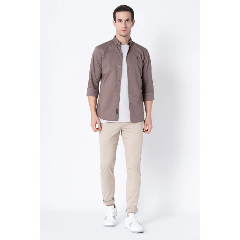 Men Brown Solid Shirts - Image 5