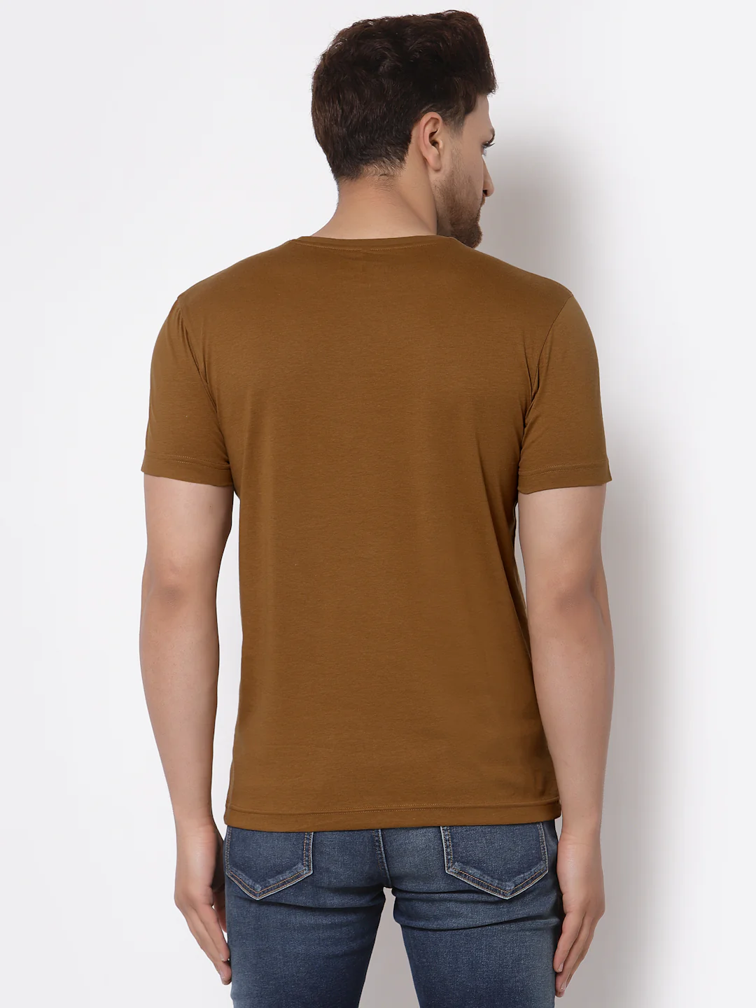Men Camel Solid T-Shirt - Image 4
